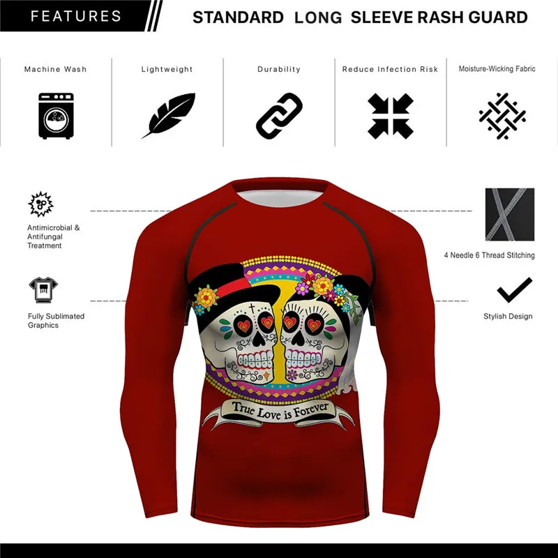 BJJ MMA Rashguards Топ с длинным рукавом футболка из кожи компрессионная Базовая