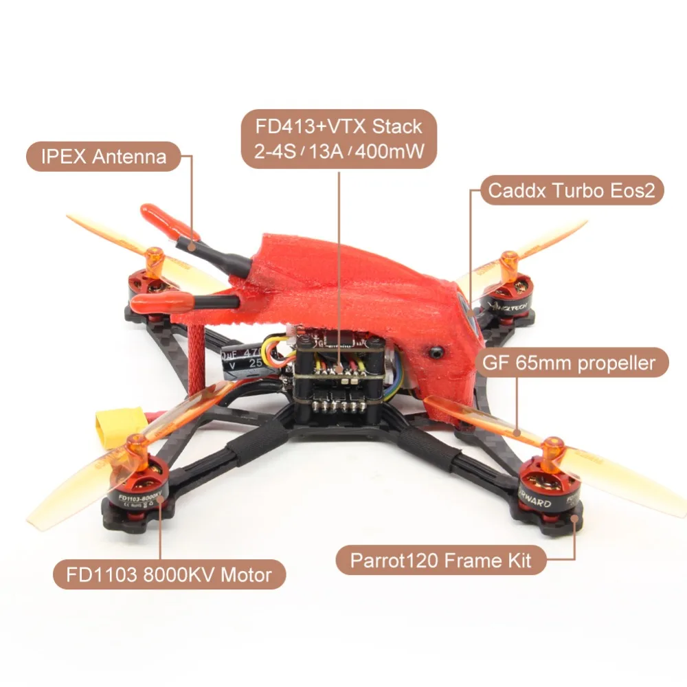 HGLRC зубочистка Parrot120 микро RC FPV гоночный Дрон с камерой PNP F411 2-4S управление полетом 13A 4в1 ESC 1103 кв мотор