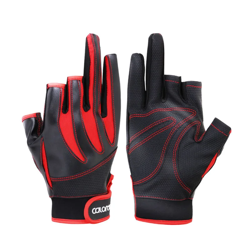 High Quality 3 cut fishing glove Outdoor breathable waterproof Leather sports Cycling Anti-wear Tackle Lure Rock Angling | Спорт и