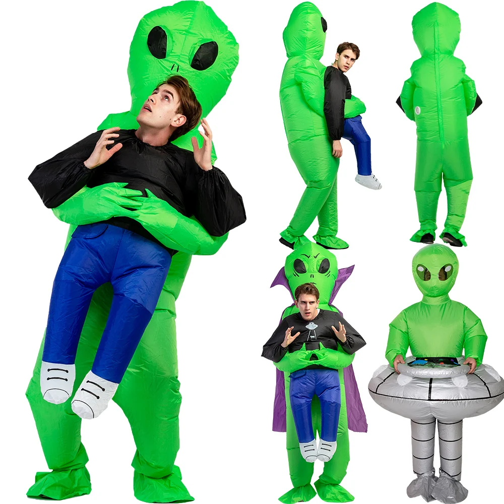 

Green ET Alien Inflatable Costume Cosplay Funny UFO Alien Air Blow Up Suit Party Fancy Dress Halloween Costumes for Adult