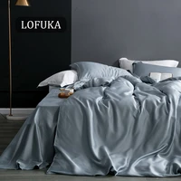 lofuka women gray 100 silk bedding set beauty silky quilt cover queen king flat sheet or fitted sheet pillowcase for deep sleep