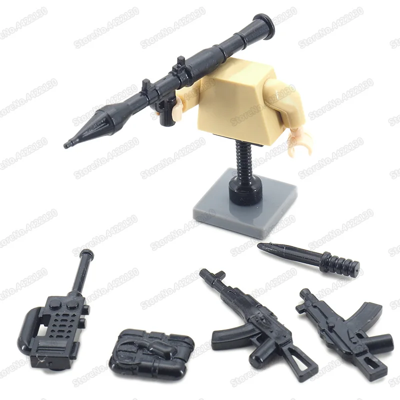 Military Weapons Army Communicator Gun Soldier Building Block Figures Equipment Accessories WW2 Model Moc Boy Gift Children Toys | Игрушки и