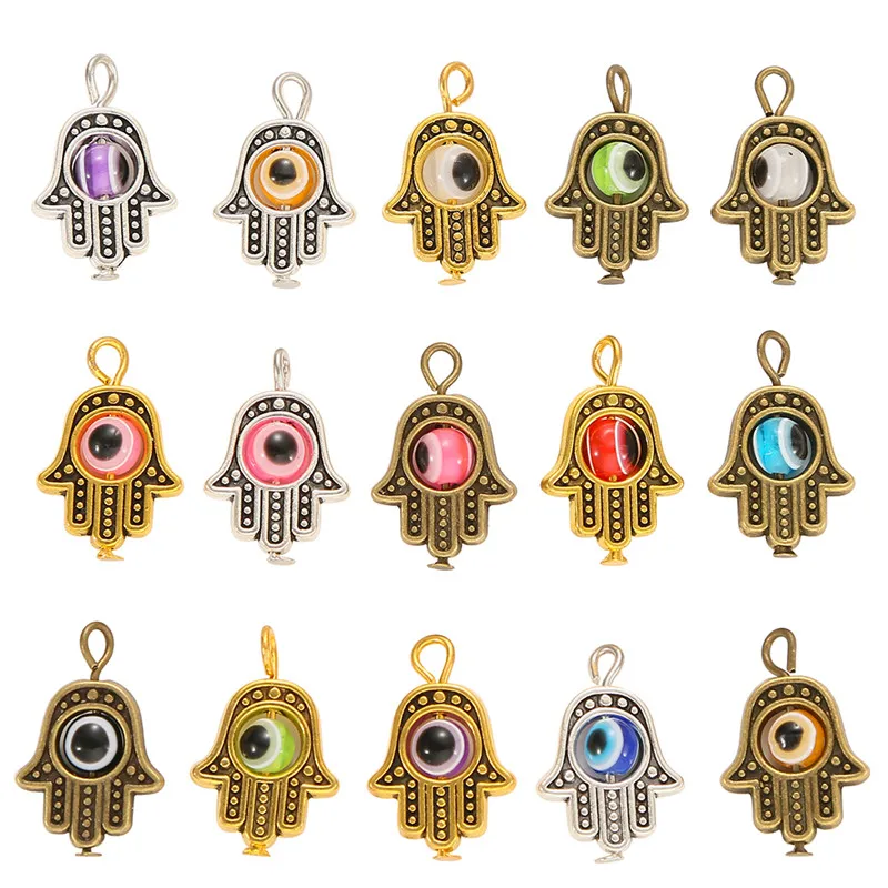

20pcs/lot Mixed Gold Silver Color Hand Eye Charms Pendant DIY Handmade Necklace Bracelet For Jewelry Making Accessories