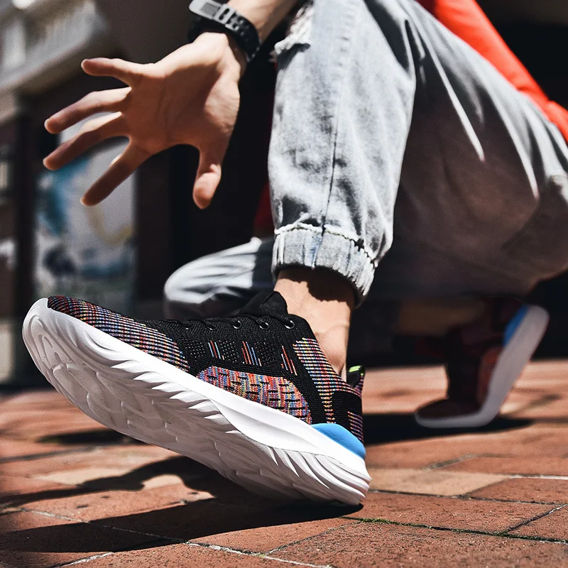 

Sport Casual Shoes Spring Casual Shoes Men's Sports Sapato Solid White Fashion Knitting Men Man 2020 Sneakers For