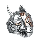 Мужское кольцо в готическом стиле, металлическое кольцо с лицом дьявола, половины кота, половины черепа, Лидер продаж