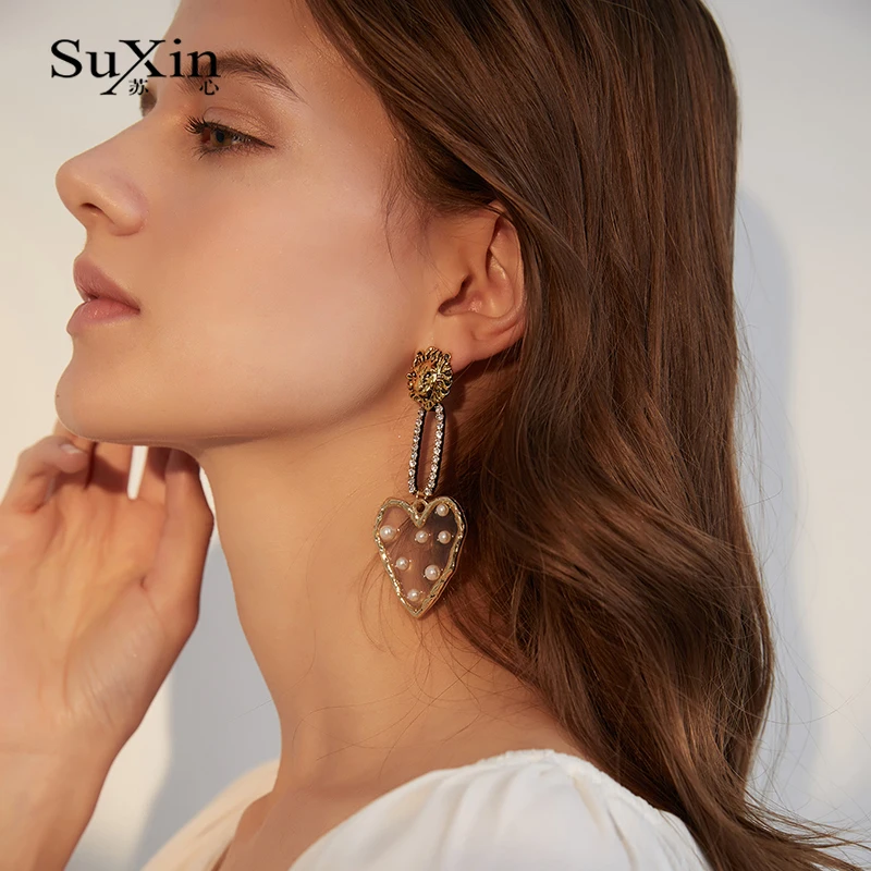 SuXin 2020 new fashion retro lion pearl earrings for women's simple love pendant jewelry gift | Украшения и аксессуары
