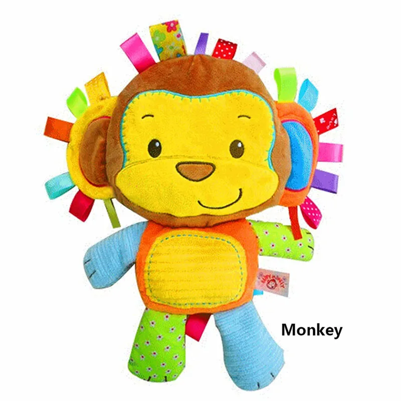 Monkey Новая детская игрушка для прорезывания зубов комфорт для ребенка кукла с BB погремушками игрушки 0-6 лет Лев/Кролик/Слон/ягненок/обезьяна успокаивающие куклы - Цвет: Monkey