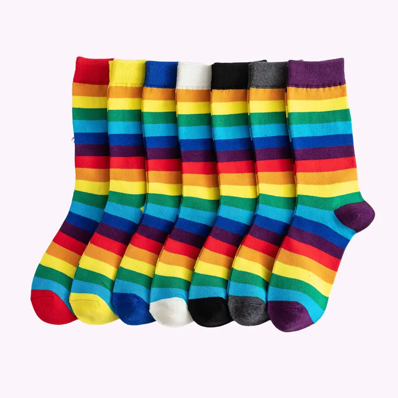 

Носки женские хлопковые длинные ярких цветов, в полоску