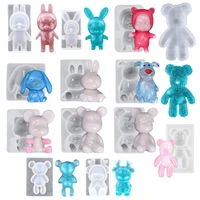 1pcs flatback animal epoxy resin silicone molds bunny bear elk dog styles moulds diy crafts deco car accessories home ornaments