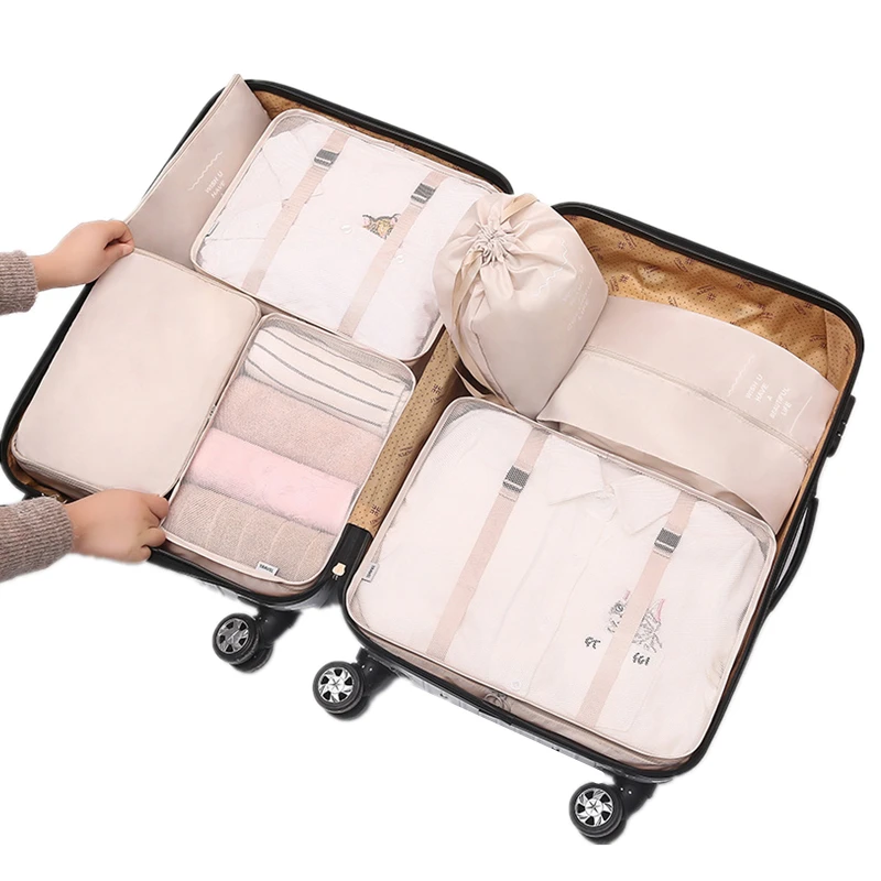 RUPUTIN 7Pcs/set Travel Luggage Organizer Clothes Storage Bag High Quality Waterproof Cosmetic Toiletrie Bag Travel Accessories