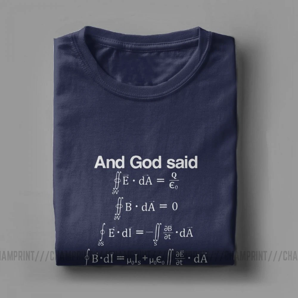 Футболка мужская хлопковая с надписью уравнения и God Said Maxwell|Мужские футболки| |
