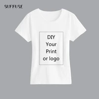 custom printed t shirt for women diy picture logo text print white lady slim top tees heat transfer process