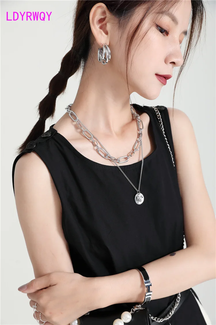 

LDYRWQY round neck sleeveless suspenders fashion ladies loose belly dress Polyester Office Lady 2021 summer French