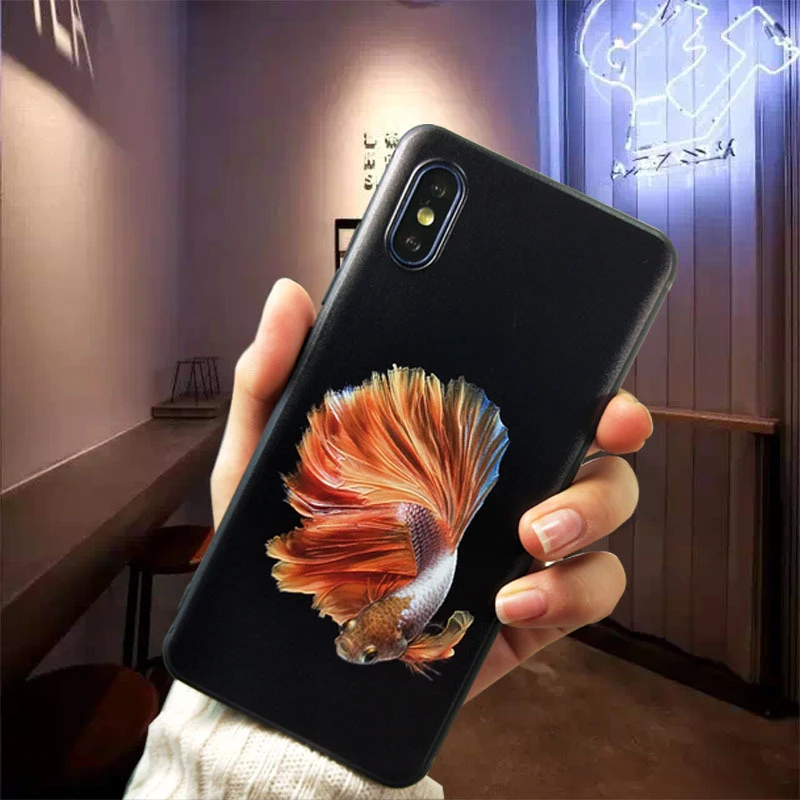 Для iPhone 11 Pro XS Max XS XR X 8 7 Plus 6 6S Чехол 3D тиснение Карп матовый мягкий чехол LICOERS Официальный чехол для Apple 11 Funda