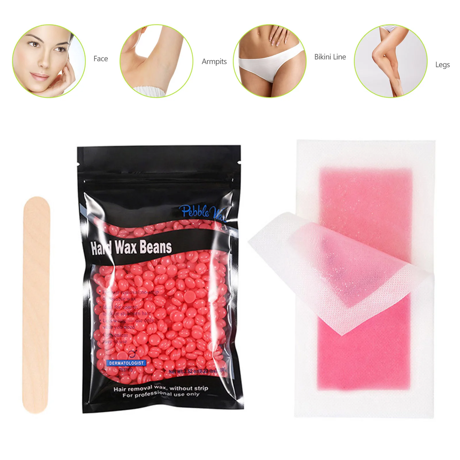 

100g/pack Wax Beans Face Wax Stick Quick Soild Wax Beans Face Nose Portable Hair Remove Suit With Hair Removal Wax Paper