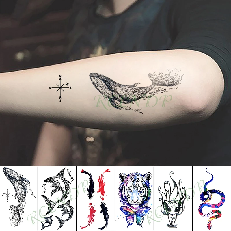 Waterproof Temporary Tattoo Sticker Deer Flower Wolf Fox Animal Fake Tatto Hand Arm Foot Flash Tatoo for Kid Girl Men Women | Красота и