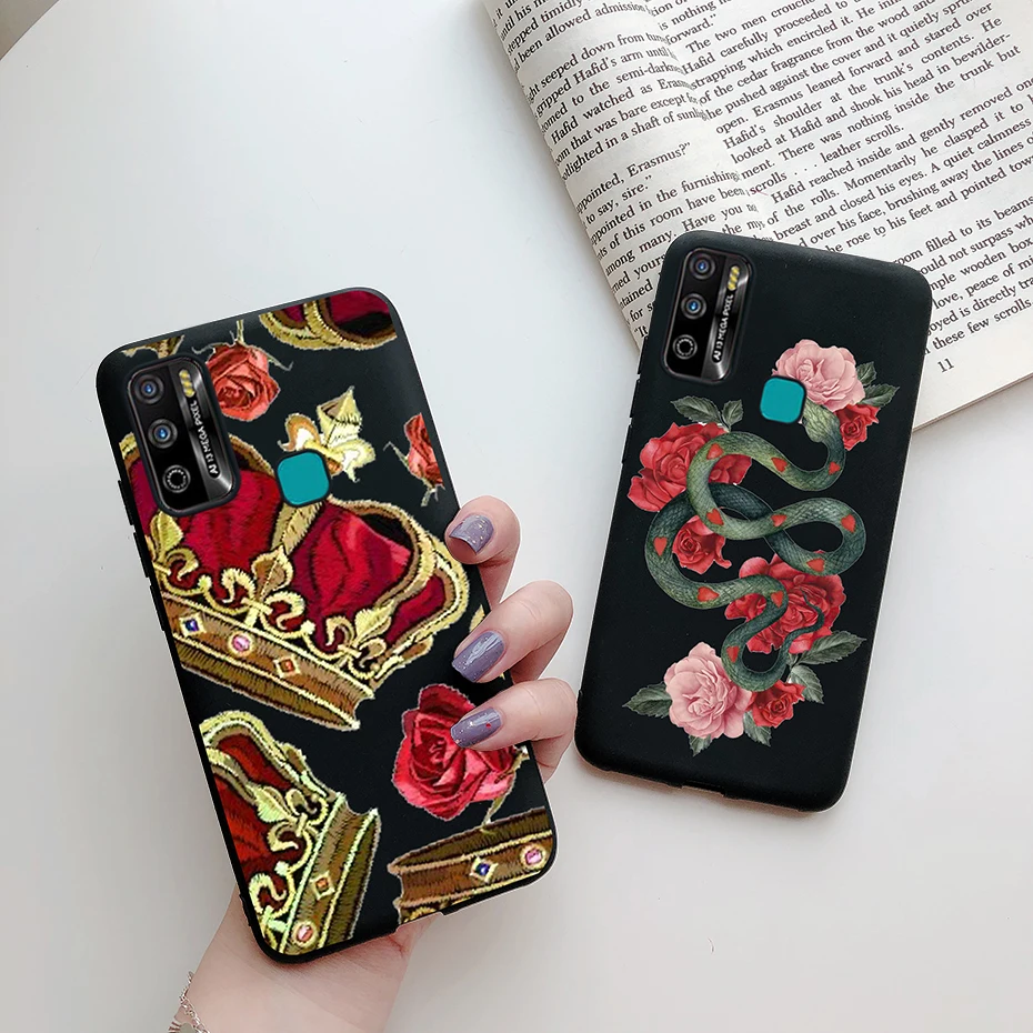 silicon case for infinix hot 9 play case soft tpu cute painted back phone cover coque for infinix hot9 hot 9 play bumper cases free global shipping