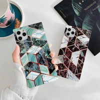 geometric marble electroplated square soft phone case for iphone 11 128gb pro x xs max xr 7 8 plus se2020 shockproof back cover
