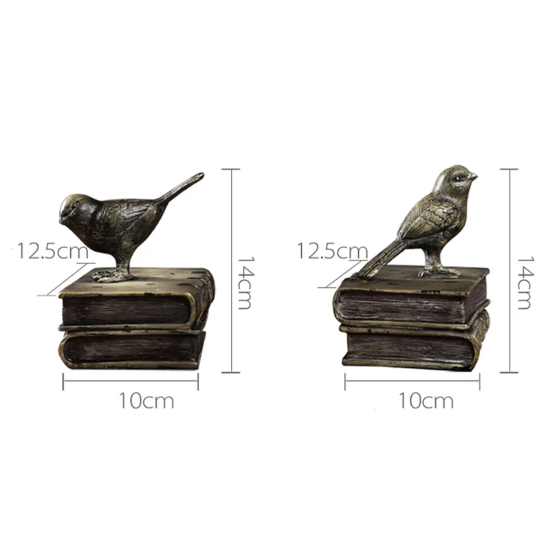 Винтажный книжный наконечник с птицами из смолы для полок держатель подставка