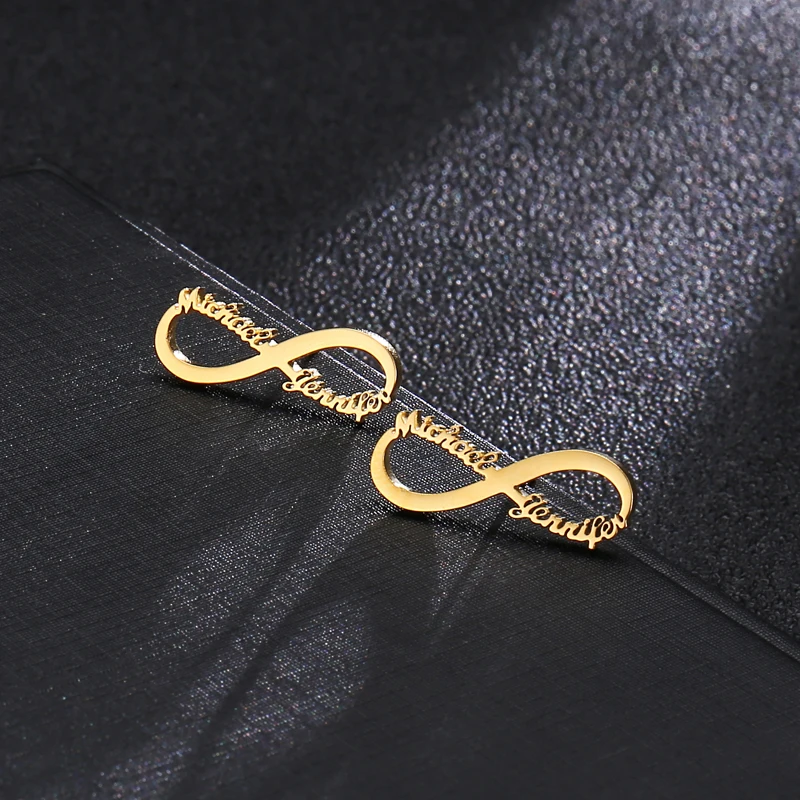 Персонализированные бесконечные серьги гвоздики на заказ с именем любой буквы