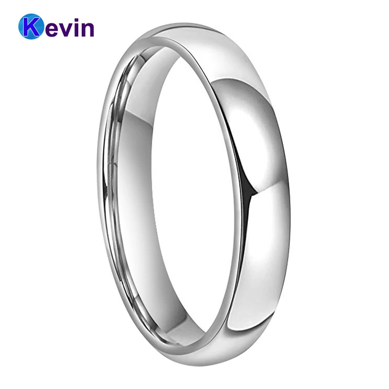 Женское Обручальное кольцо из вольфрама 4 мм с высокой полировкой и удобной