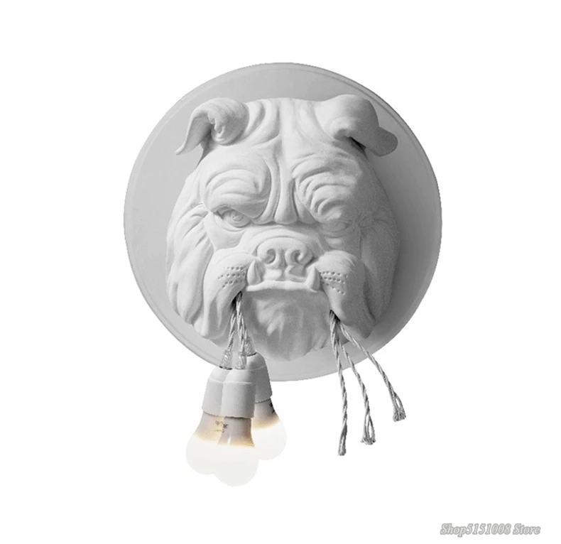 

Nordic animal head wall lamp living room dining room study bedroom creative designer Bulldog wall lamp light fixtures LED