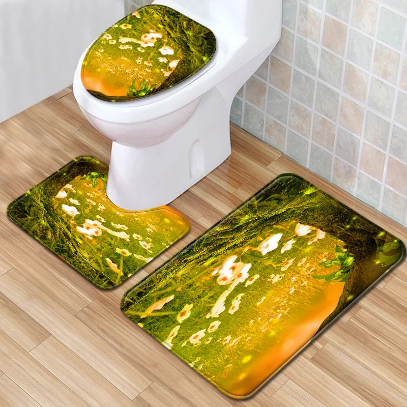 Набор креативных ковриков для ванной комнаты Zeegle фланелевый чехол на сиденье