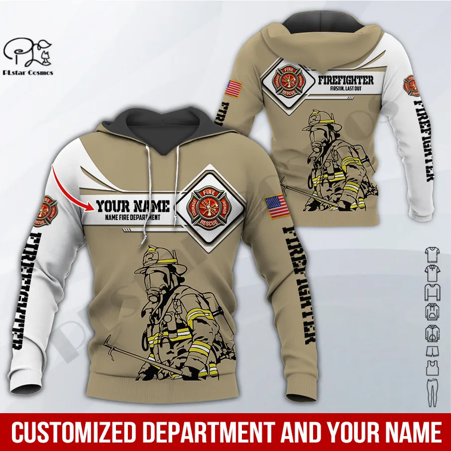 PLstar Cosmos 3DPrinted Newest Firefighter Custom Name Unique Funny Hrajuku Streetwear Unisex Casual Hoodies/Zip/Sweatshirt W-2