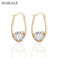 maikale fashion luxury dangle basket delicate rose gold hanging cubic zirconia drop earrings for women daily jewelry brincos