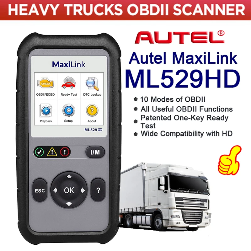 AUTEL ML529HD OBD2 сканер с улучшенным режимом 6 тест нажатием одной кнопки для
