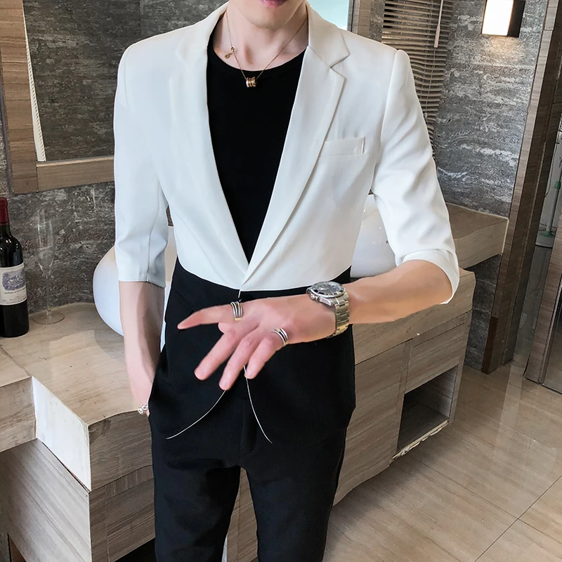 

Splice Kleding Heren Black Red Contrast Suit Tracksuit Men Slim Fit Suit Pant Prom Doube Breasted Suit Costume Homme Double Vent