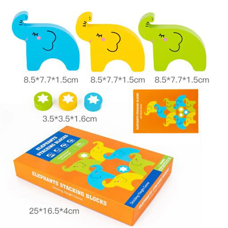 

Elephant Wooden Blocks Balance Game For Kids Peuter Speelgoed Stapeltoren Jouet Bois Bebe Jeu Educatif Enfant