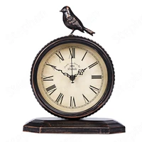 american vintage metal desk clock nordic modern bird decorative clock for table office desktop electronic bell home accessories