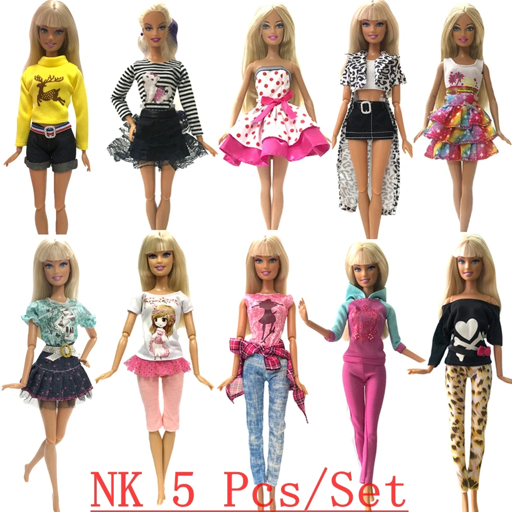 NK Mix стиль 5 шт./компл. Кукольное платье ручной работы юбка Модная Одежда для куклы Барби аксессуары детские игрушки лучший подарок Лидер продаж JJ