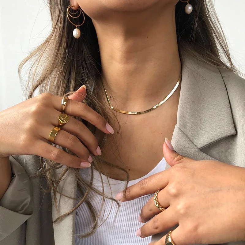 Vogue звездный стиль короткое лезвие змеиная кость 18K Золотые Цепи чокер ожерелья