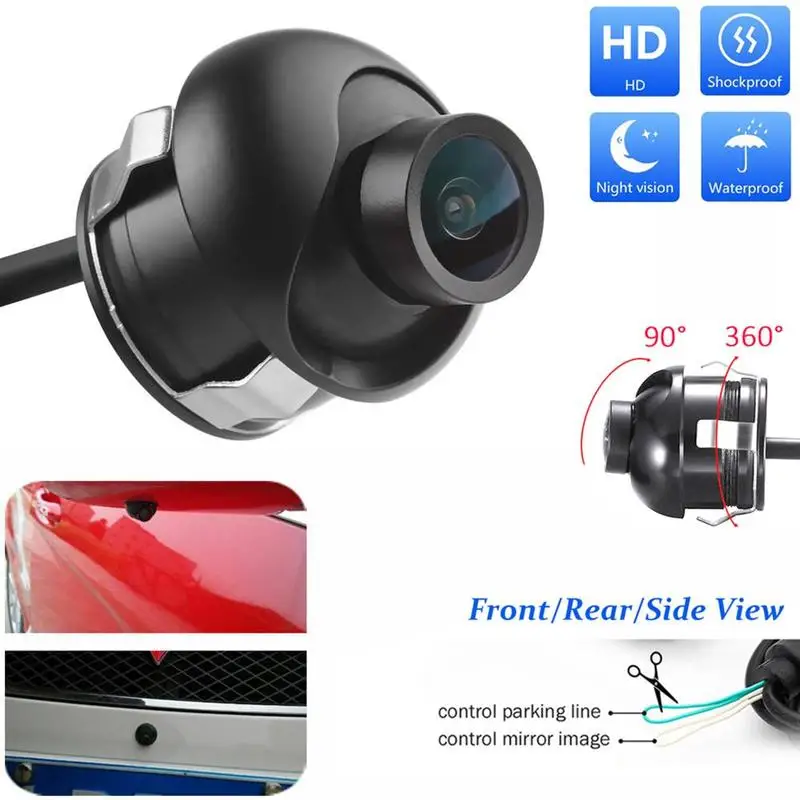 Car Rear View Camera 360 Degree Reverse Night Vision Backup Parking Camera Waterproof HD Wired Vehicle Camera Car Accessories