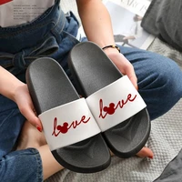 summer women shoes indoor slippers letter print flat sandals non slip flip flops thick bottom fashion bathroom home ladies shoes