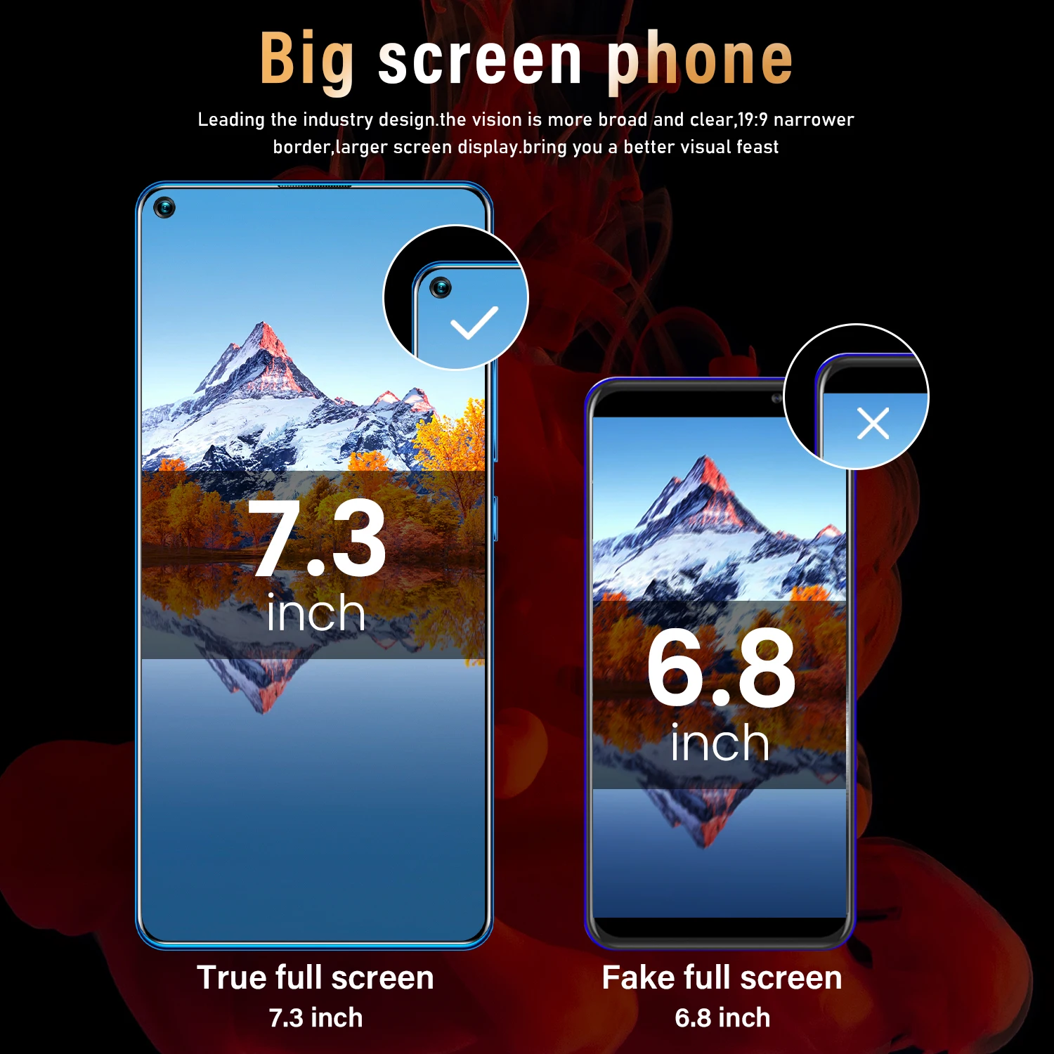 

Smartphone 7.3 Inch Mobile Phone 8+512G with Dual SIM Cards Support Wireless Bluetooth GPS Face Unlock Android