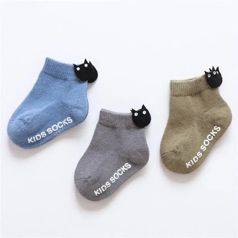 

3Pairs Newborn Baby Cotton Socks with Anti Slip Baby Socks for Girls Infant Solid Baby Boys Socks Autumn Winter Ruffle Socks