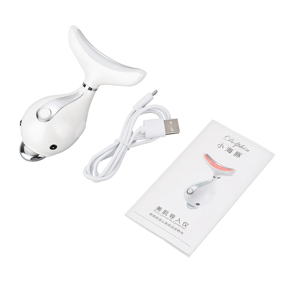 

3 Colors Led Facial Neck Massager Led Photon Therapy Heating Face Neck Wrinkle Removal Machine Reduce Double Chin Skin Lifting