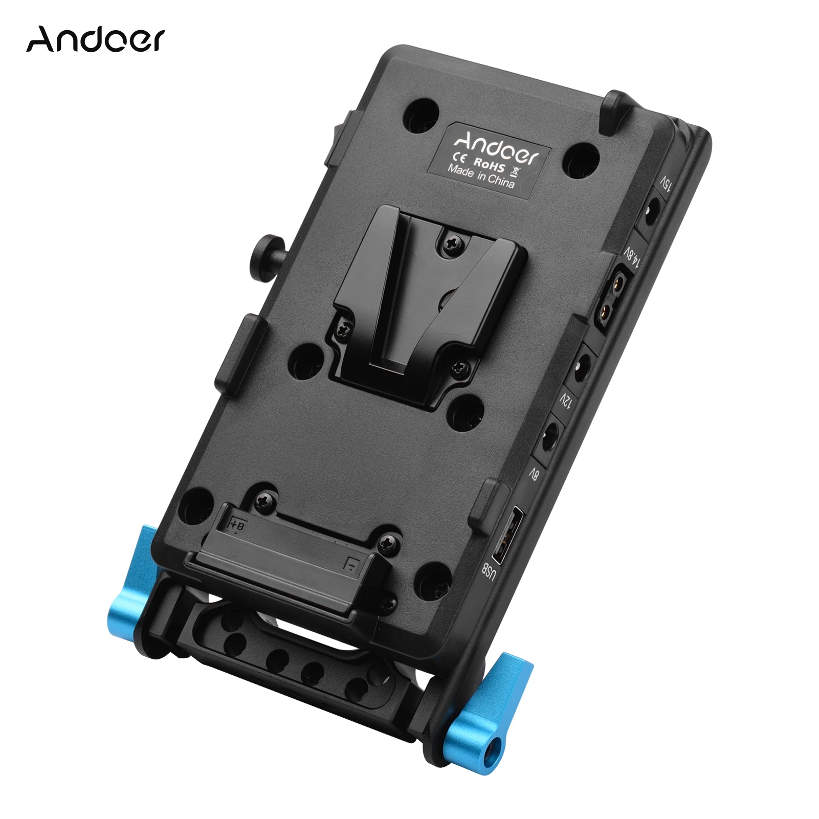 

Andoer V-Mount V-lock Батарея пластина адаптер 15 мм с двумя отверстиями для BMPCC 4K/6K Камера NP-FZ100/FW50 для Sony LP-E6/DR-E18 для Canon