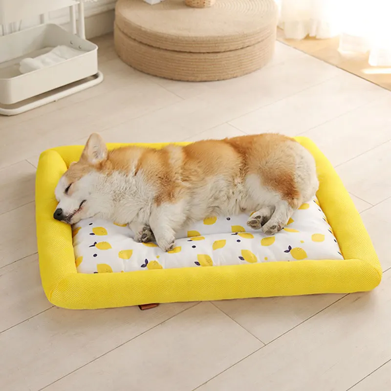 Summer Cool Pad Dog Beds for Small Puppy Long Hair Pet Tent Washable Square Dog Bowl Kennel Cat Basket Kitten House Accessories