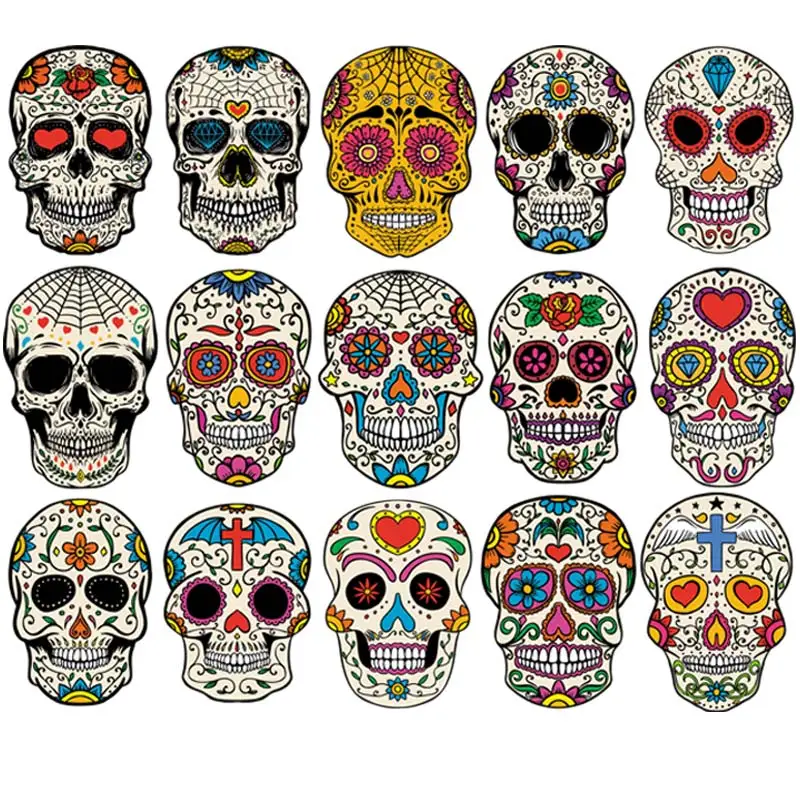 

West Skulls Set Thermal Transfer Street Hiphop Patches Washable Diy T-Shirt Jeans Decoration Heat Transfer Iron On Transfers
