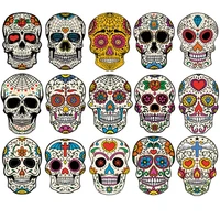 west skulls set thermal transfer street hiphop patches washable diy t shirt jeans decoration heat transfer iron on transfers