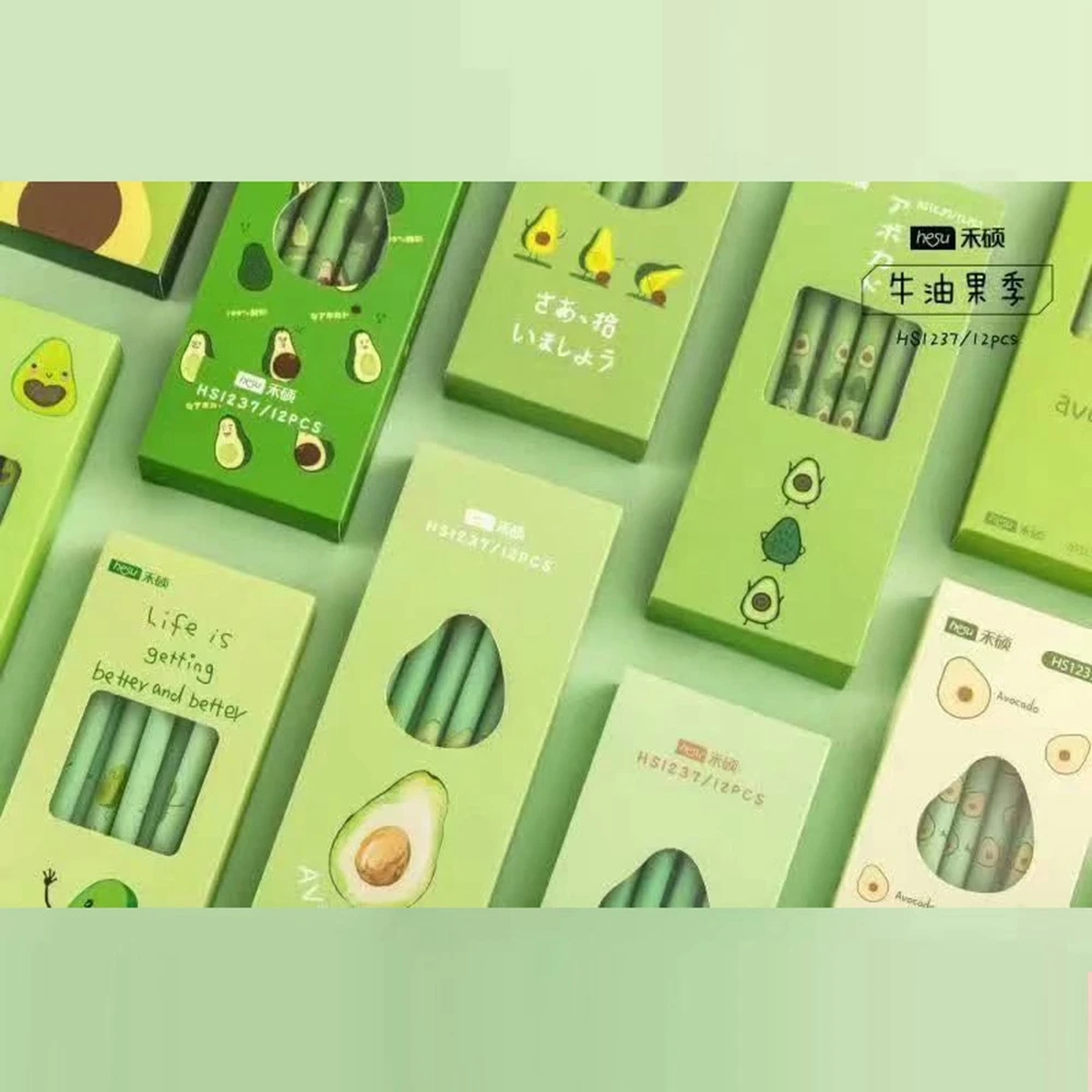 

12 Pcs Gel Pen Avocado Season Fruit Gel Ink Pen Promotional Gift Stationery School & Office Supply