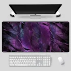 Коврик для мыши XGZ с абстрактными фиолетовыми перьями, большой Настольный коврик для дома и офиса, необходимый высококачественный, для клавиатуры