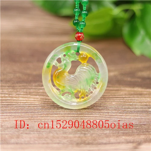 

Natural Color A Emerald Jade Chicken Pendant Necklace Jadeite Jewellery Double-sided Hollow Carved Amulet Gifts for Women Men