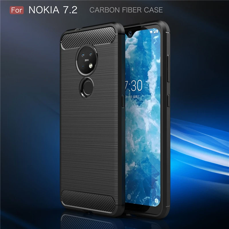 For Nokia 7.2 Case Soft TPU Silicone Carbon Fiber Rubber Anti-knock Phone Case For Nokia 7.2 6.2 2.3 Cover For Nokia 7.2