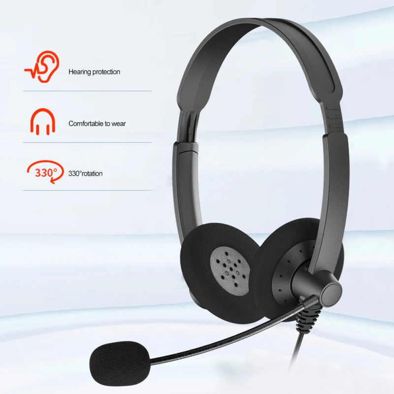 

T28 USB Wired Earphone Stereo Noise Cancelling Office Customer Service Headset USB Computer Headphone For Call Center Cellphone