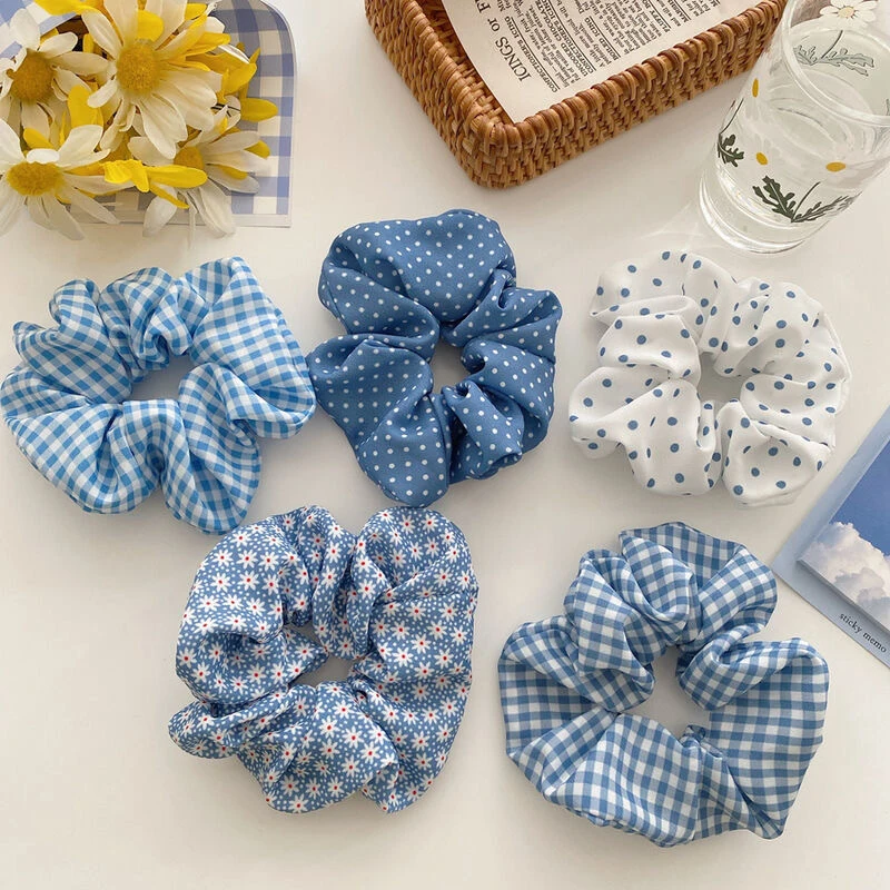 

Hair Scrunchies Fashion Simple Basic Elastic Hair Bands Ponytail Holder Dot Stripe Scrunchie Hair Tie For Girl Women